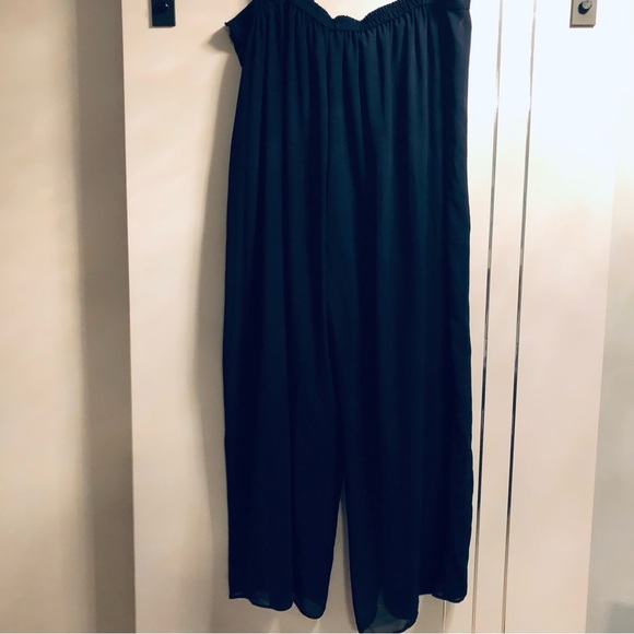 Plus Size 2X Two piece Navy Chiffon Embellished Pant Suit Formal Evening Party - Picture 10 of 14